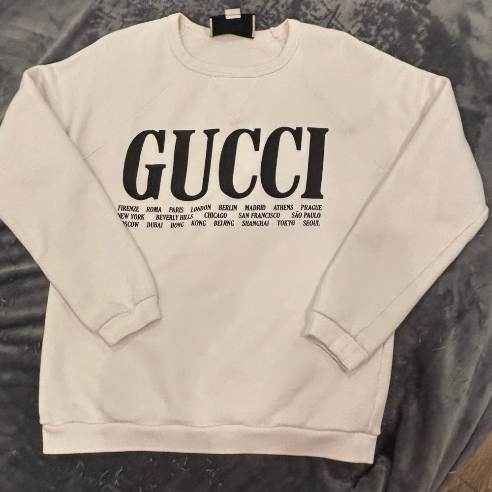 GUCCI White Logo Cities Sweatshirt XS